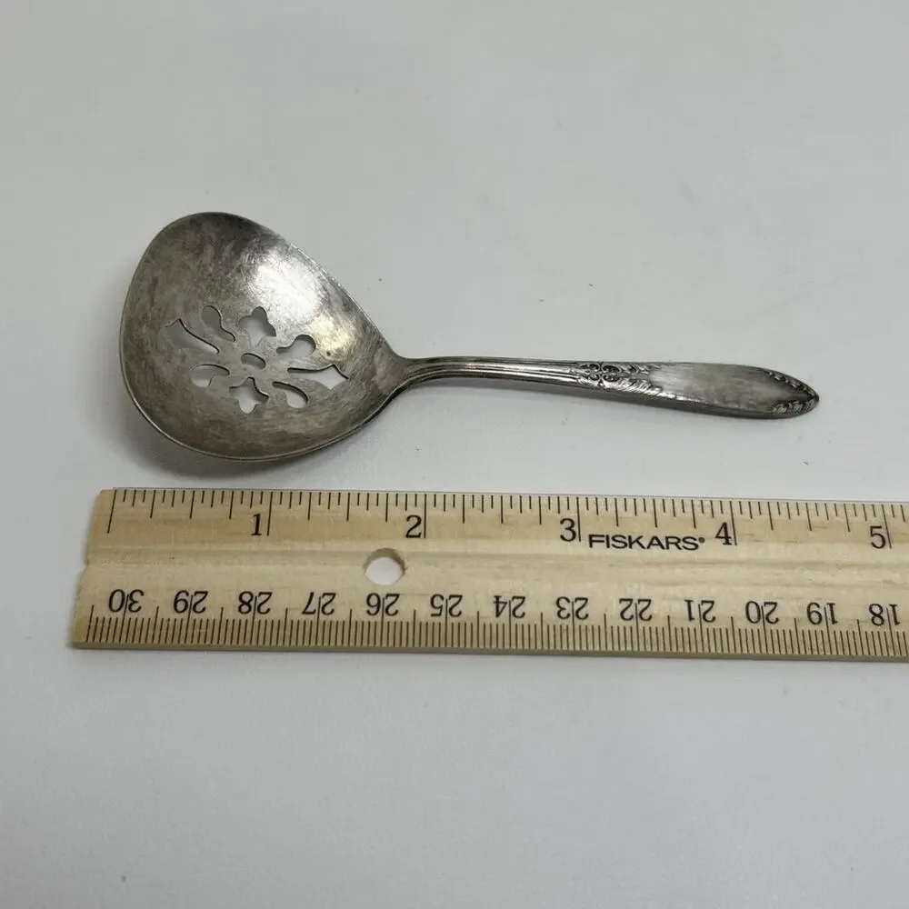 National Silver Silverplate Bonbon, Nut, Olive Pierced Spoon King Edward Pattern